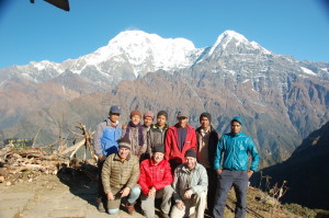 Dan in the mountains of Nepal with fellow hikers. October 2012